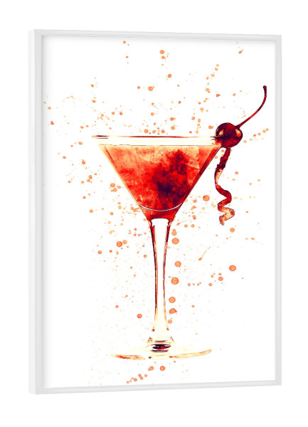 Poster mit weißem Rahmen "Cocktail Glass Watercolor Red" artboxONE - Essen & Trinken