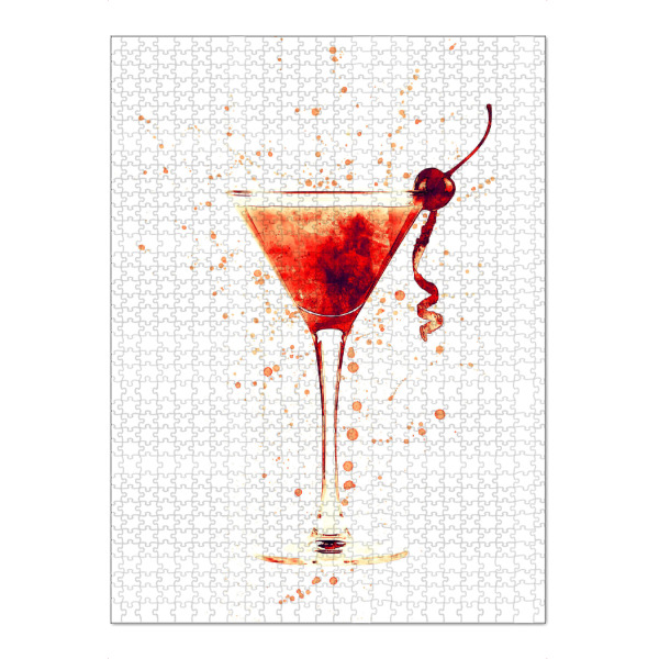 Puzzle Ravensburger "Cocktail Glass Watercolor Red" artboxONE - Essen & Trinken