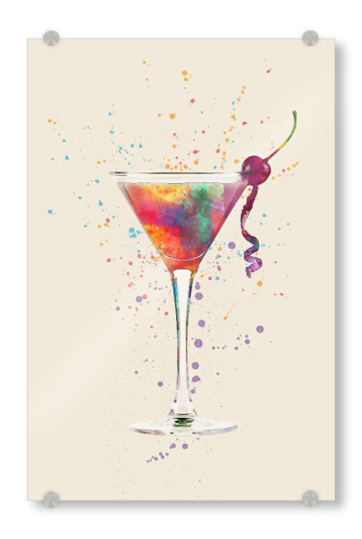 Acrylglasbild "Cocktail Glass Watercolor" artboxONE - Essen & Trinken