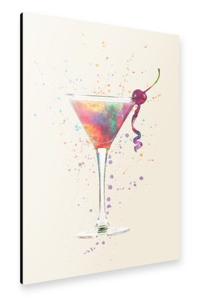 Alu-Dibond "Cocktail Glass Watercolor" 30x20 cm artboxONE