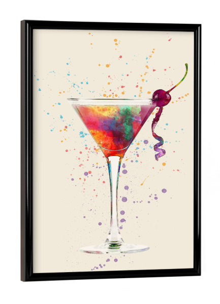 Poster mit schwarzem Rahmen "Cocktail Glass Watercolor" artboxONE - Essen & Trinken