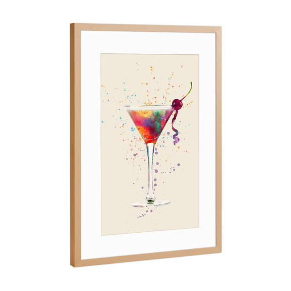 Poster mit Rahmen Kupfer "Cocktail Glass Watercolor" artboxONE - Essen & Trinken