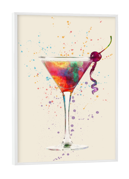 Poster mit weißem Rahmen "Cocktail Glass Watercolor" artboxONE - Essen & Trinken