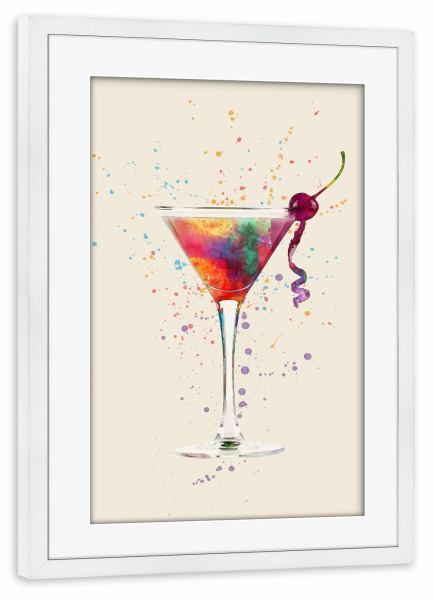 Poster mit Rahmen weiß "Cocktail Glass Watercolor" artboxONE - Essen & Trinken