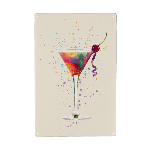 Metall Poster "Cocktail Glass Watercolor" artboxONE - Essen & Trinken