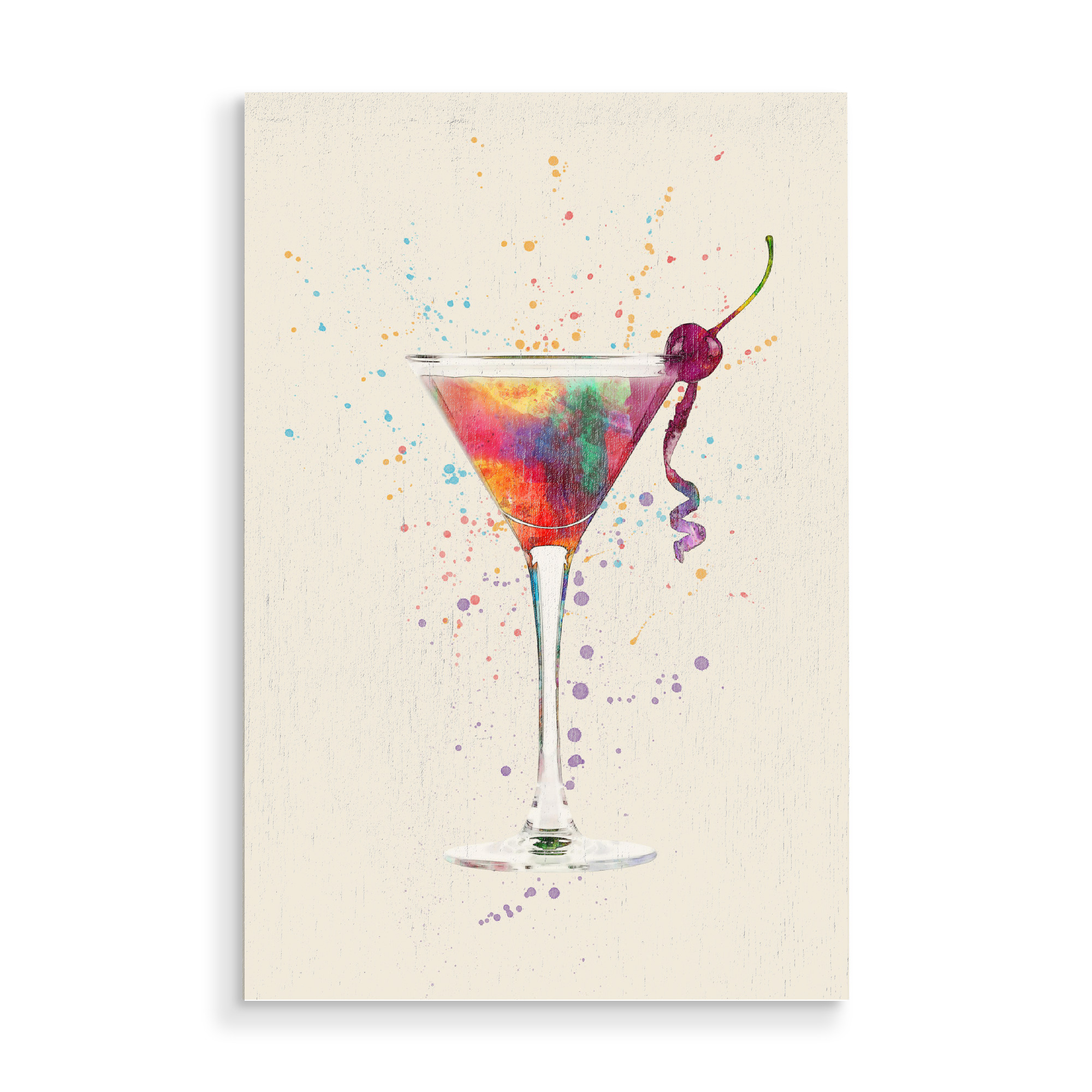 Holzbild "Cocktail Glass Watercolor" artboxONE - Essen & Trinken