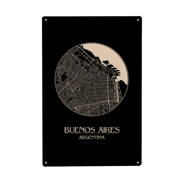 Holzbild "Retro Map of Buenos Aires" artboxONE - Reise,Städte / Weitere - Retro,Map,Buenos aires,Argentina