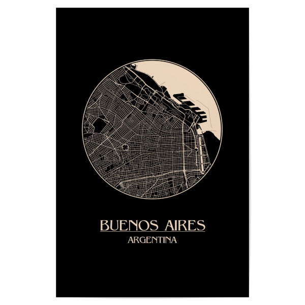Poster "Retro Map of Buenos Aires" artboxONE - Reise,Städte / Weitere - Retro,Map,Buenos aires,Argentina
