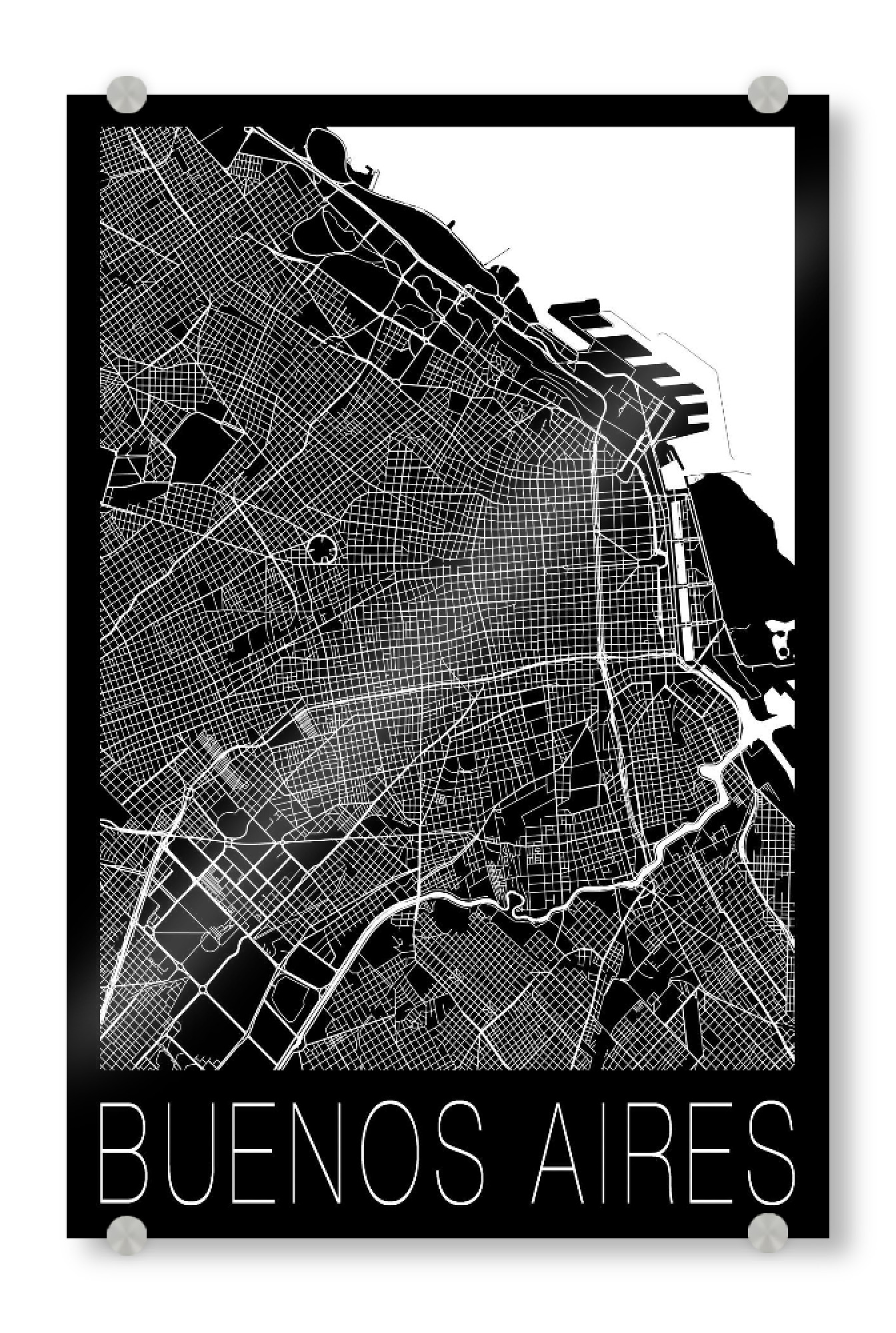 Acrylglasbild "Retro Map of Buenos Aires Argentina" artboxONE - Reise,Schwarzweiß,Städte / Weitere - Retro,Map,Buenos aires,Argentina