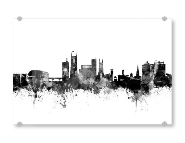 Acrylglasbild "Derby England Skyline 2" artboxONE - Städte,Reise,Schwarzweiß