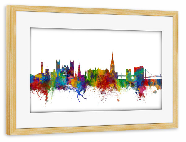 Poster mit Rahmen kiefer "Exeter England Skyline" artboxONE - Städte,Reise