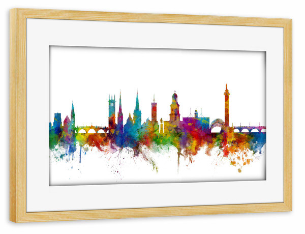Poster mit Rahmen kiefer "Shrewsbury England Skyline" artboxONE - Städte,Reise