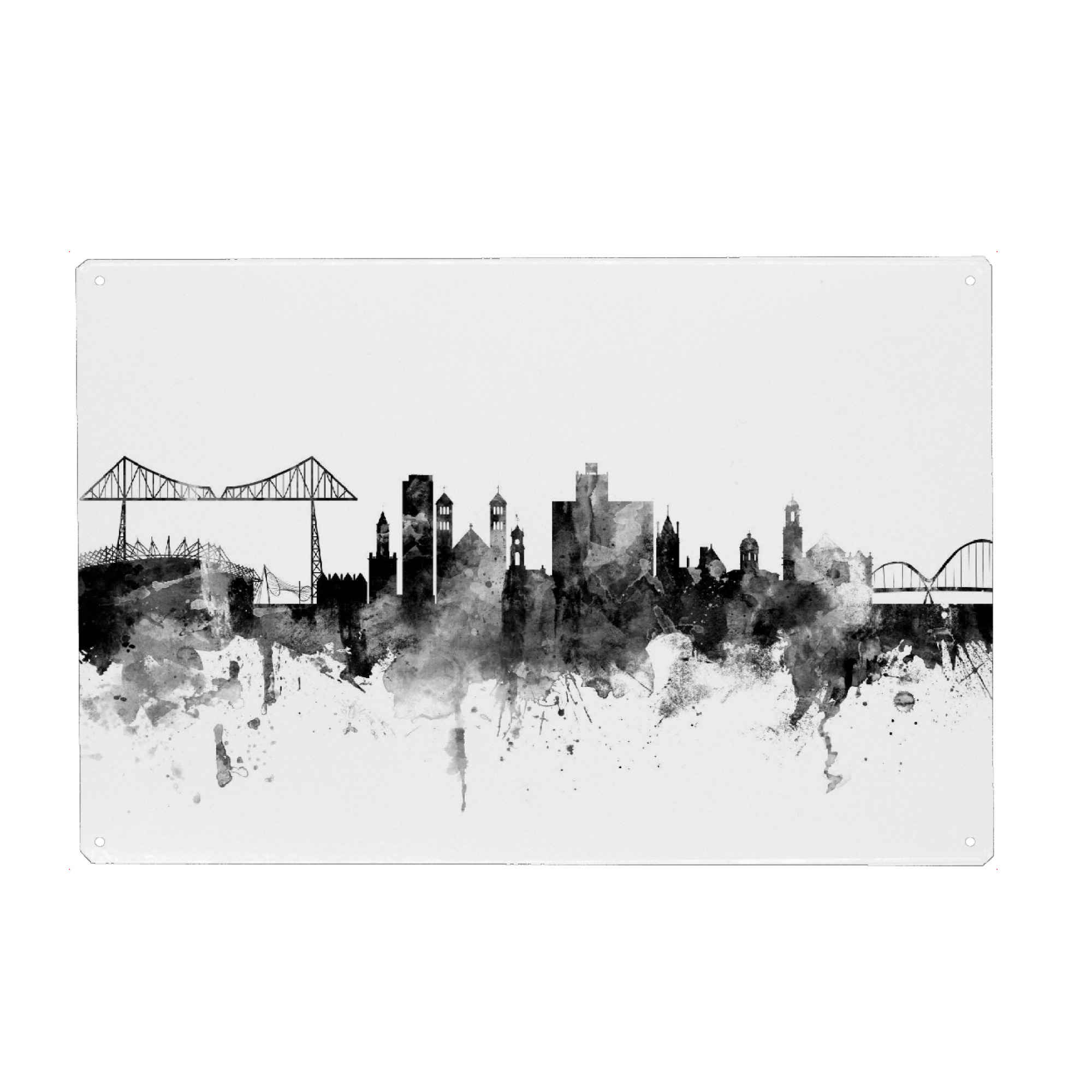 Metall Poster "Middlesbrough England Skyline 2" artboxONE - Städte,Reise,Schwarzweiß