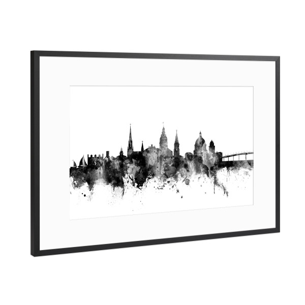 Poster mit Rahmen Schwarz (Metallic) "Annapolis Maryland Skyline 2" artboxONE - Städte,Reise,Schwarzweiß