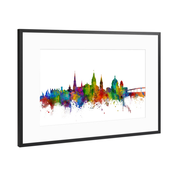 Poster mit Rahmen Schwarz (Metallic) "Annapolis Maryland Skyline" artboxONE - Städte,Reise