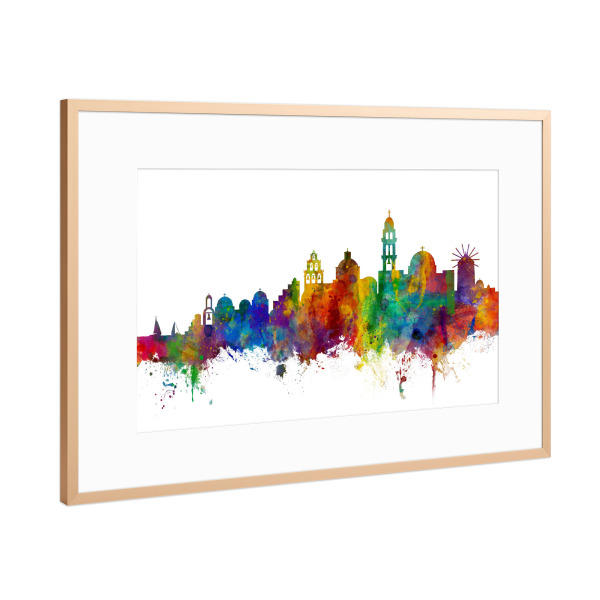 Poster mit Rahmen Kupfer "Santorini Skyline" artboxONE - Städte,Reise