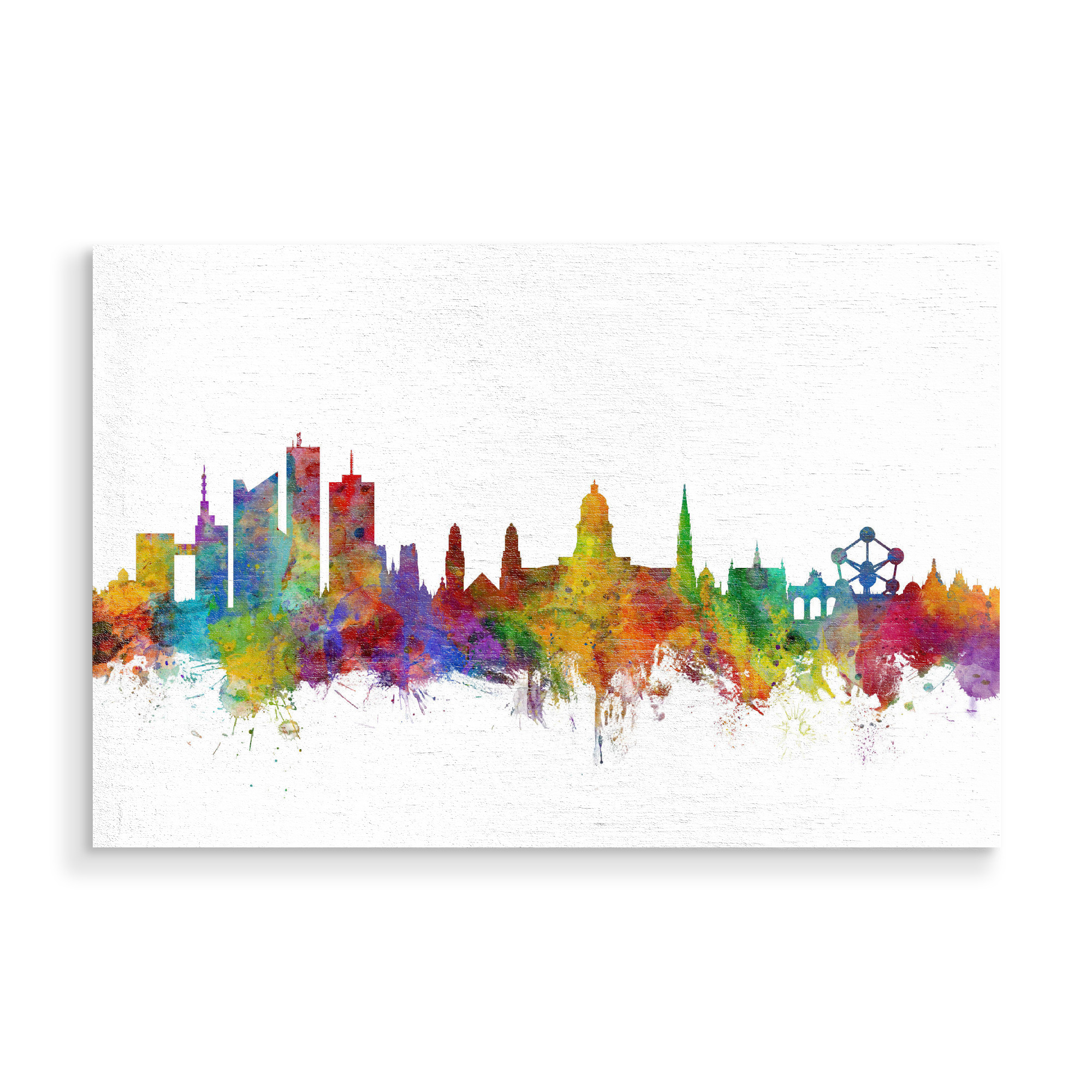 Holzbild "Brussels Belgium Skyline 2" artboxONE - Städte,Reise
