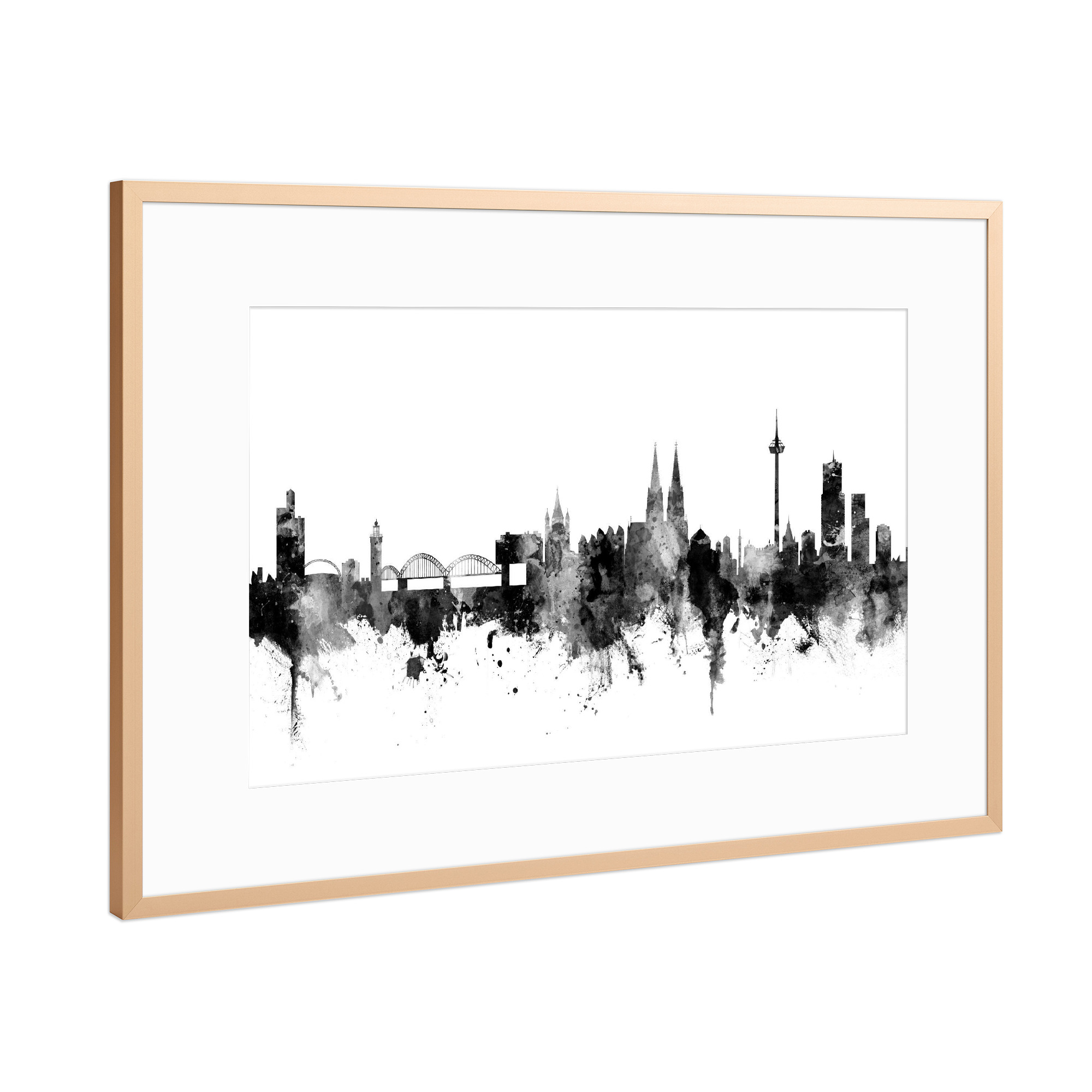 Poster mit Rahmen Kupfer "Cologne Köln Germany Skyline" artboxONE - Städte / Köln,Reise,Schwarzweiß
