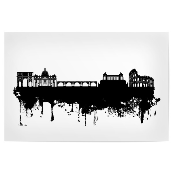 Poster 30x20 cm "Rome Italy Skyline 2" artboxONE - Städte,Reise,Schwarzweiß,Städte / Rom - Rome,Italy,Skyline,Black,White,Italien