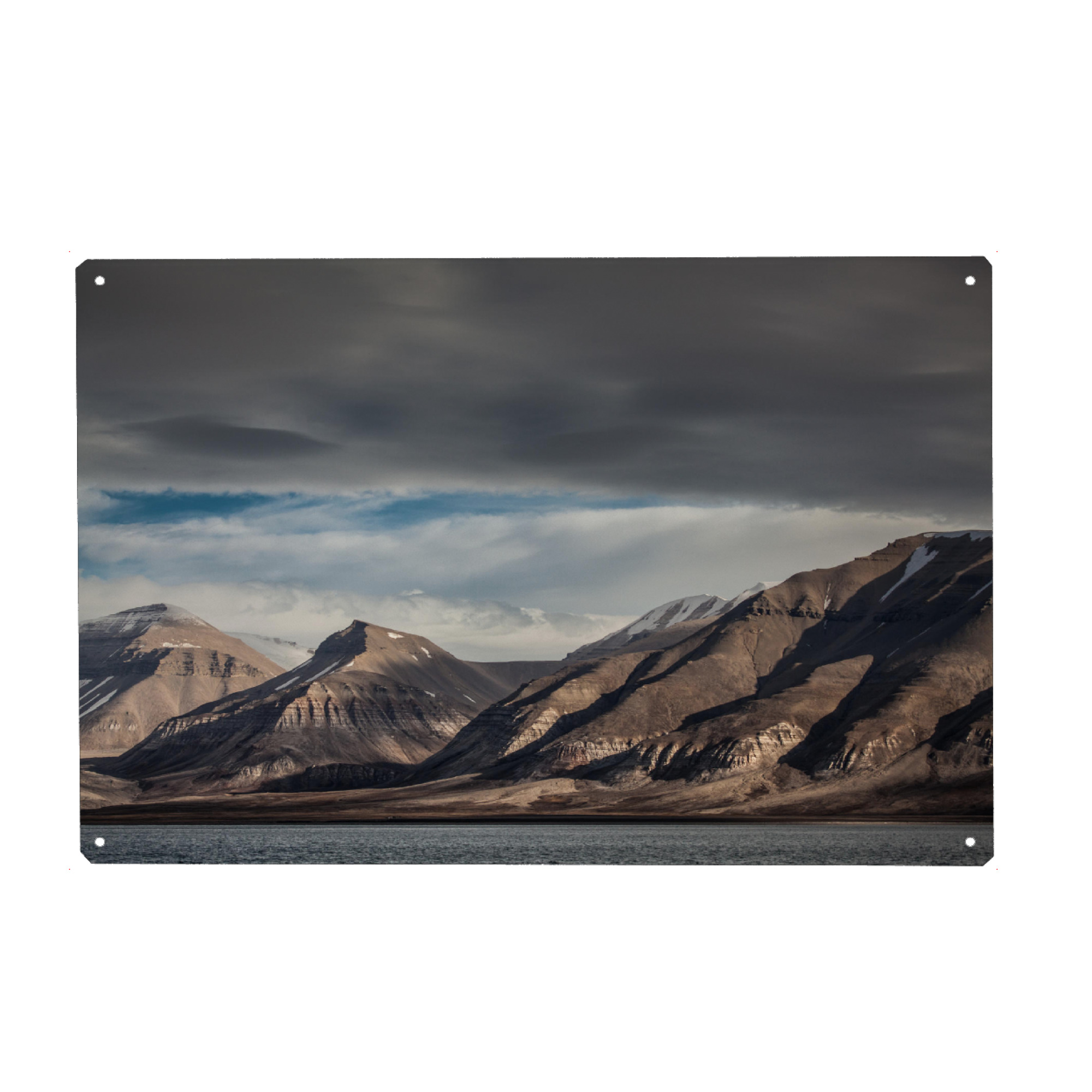 Holzbild "Spitzbergen I" artboxONE - Natur - Spitzbergen,Svalbard,Arktis,Arktisch,Polar,Berge,Wolken,Landschaft,Natur,Gebirgslandschaft