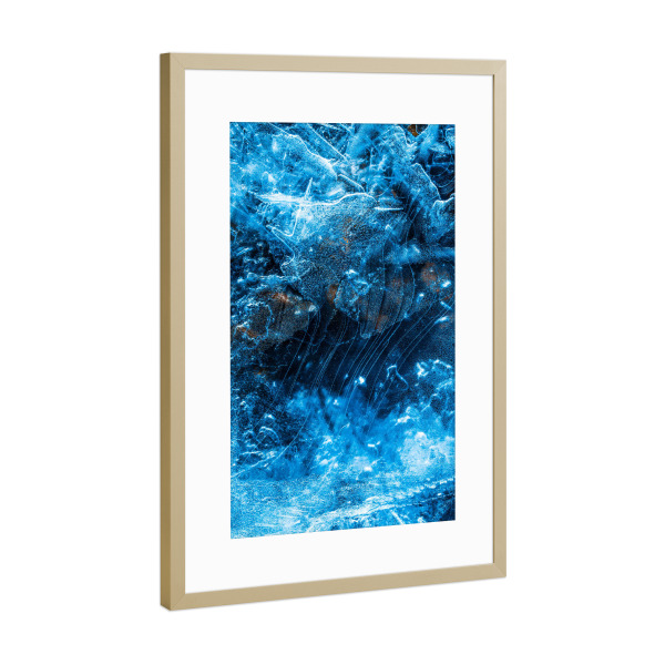 Poster mit Rahmen Gold "Eiskunst XXXVI" artboxONE - Natur,Abstrakt