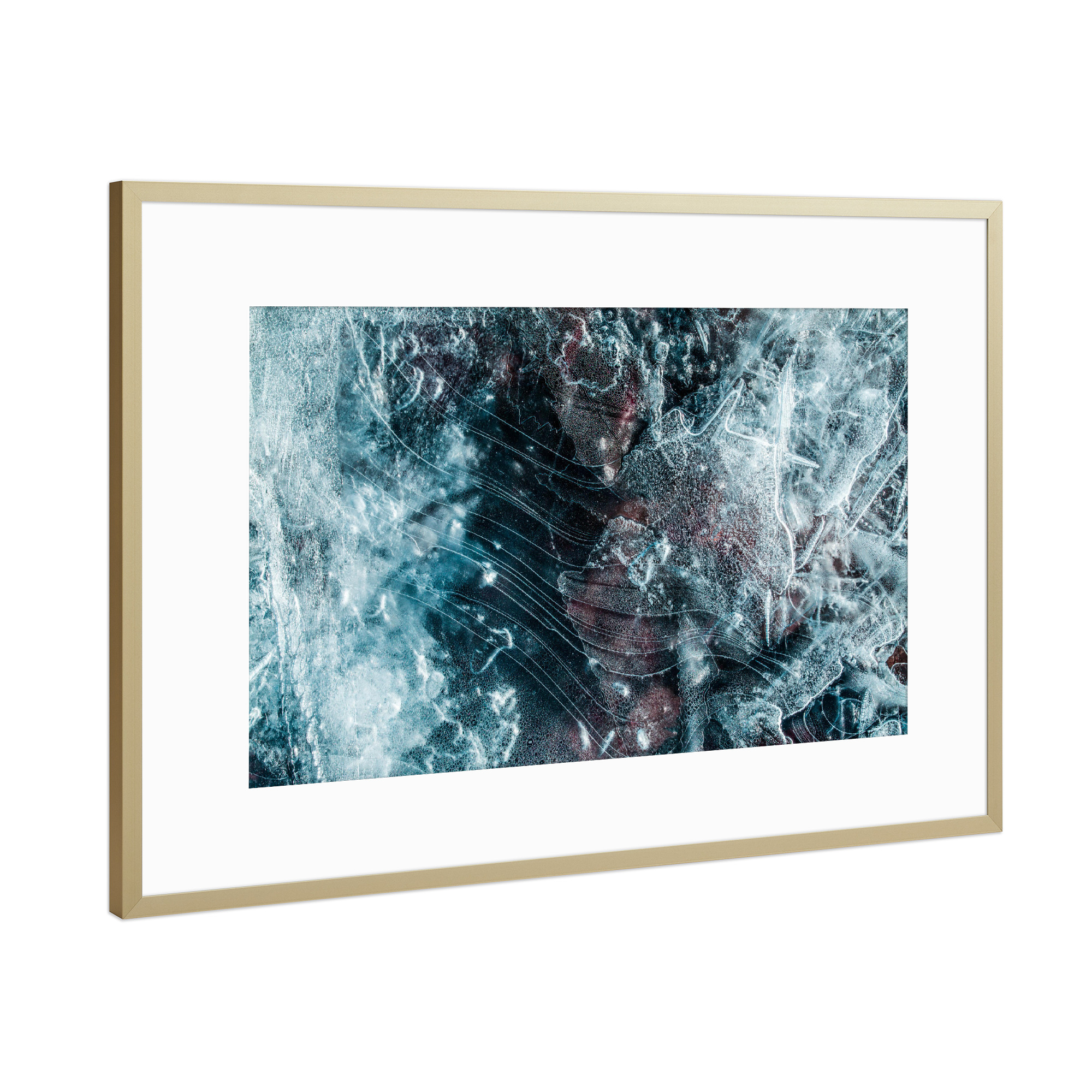 Poster mit Rahmen Gold "Eiskunst XXXV" artboxONE - Natur,Abstrakt