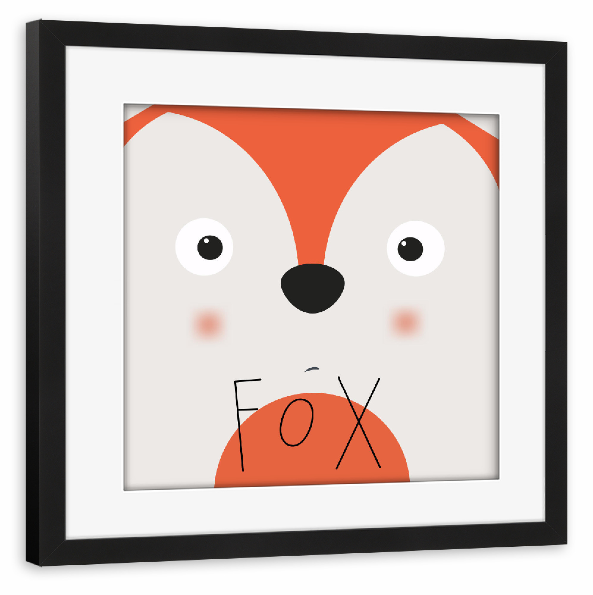 Poster mit Rahmen schwarz "Fuchs" artboxONE - Für Kinder,Tiere