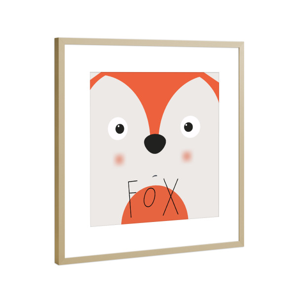 Poster mit Rahmen Gold "Fuchs" artboxONE - Für Kinder,Tiere