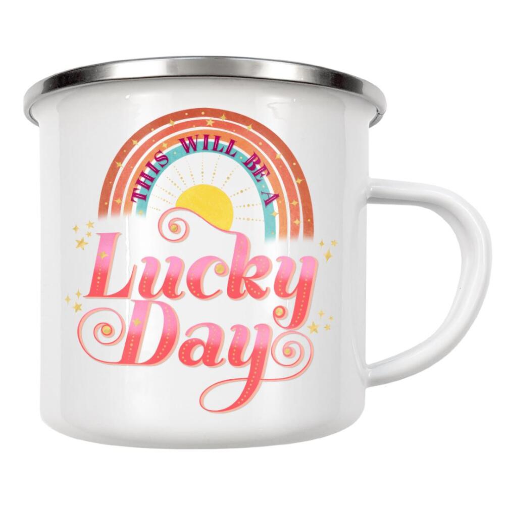Emaille Tasse "Lucky Day" artboxONE - Typografie,Liebe