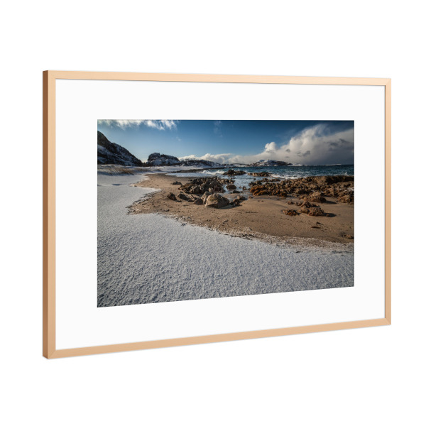 Poster mit Rahmen Kupfer "Schneestrand" artboxONE - Natur,Reise / Strand und Meer