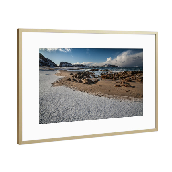 Poster mit Rahmen Gold "Schneestrand" artboxONE - Natur,Reise / Strand und Meer