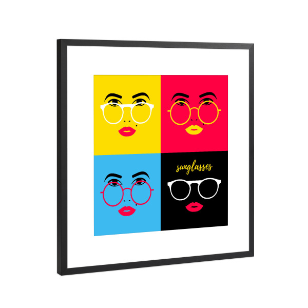 Poster mit Rahmen Schwarz (Metallic) "Sunglasses for the Lady" artboxONE - Comic,Menschen,Fashion