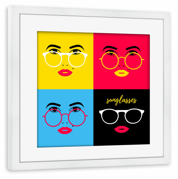 Poster mit Rahmen weiß "Sunglasses for the Lady" artboxONE - Comic,Menschen,Fashion