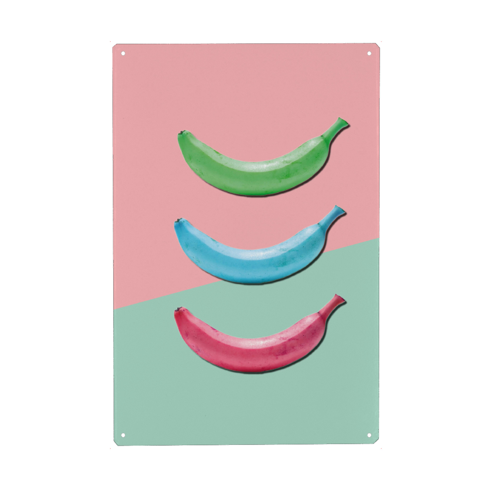 Metall Poster "Banana 01" artboxONE - Essen & Trinken,Abstrakt - Banane,Küche,Obst,Alles banane oder was?,Krumm,Schale,Gelb,Essen - Blechschild