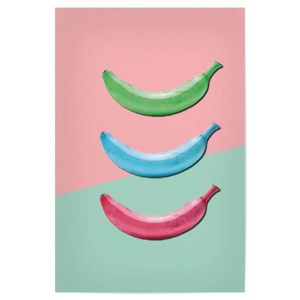 Poster 30x20 cm "Banana 01" artboxONE - Essen & Trinken,Abstrakt - Banane,Küche,Obst,Alles banane oder was?,Krumm,Schale,Gelb,Essen