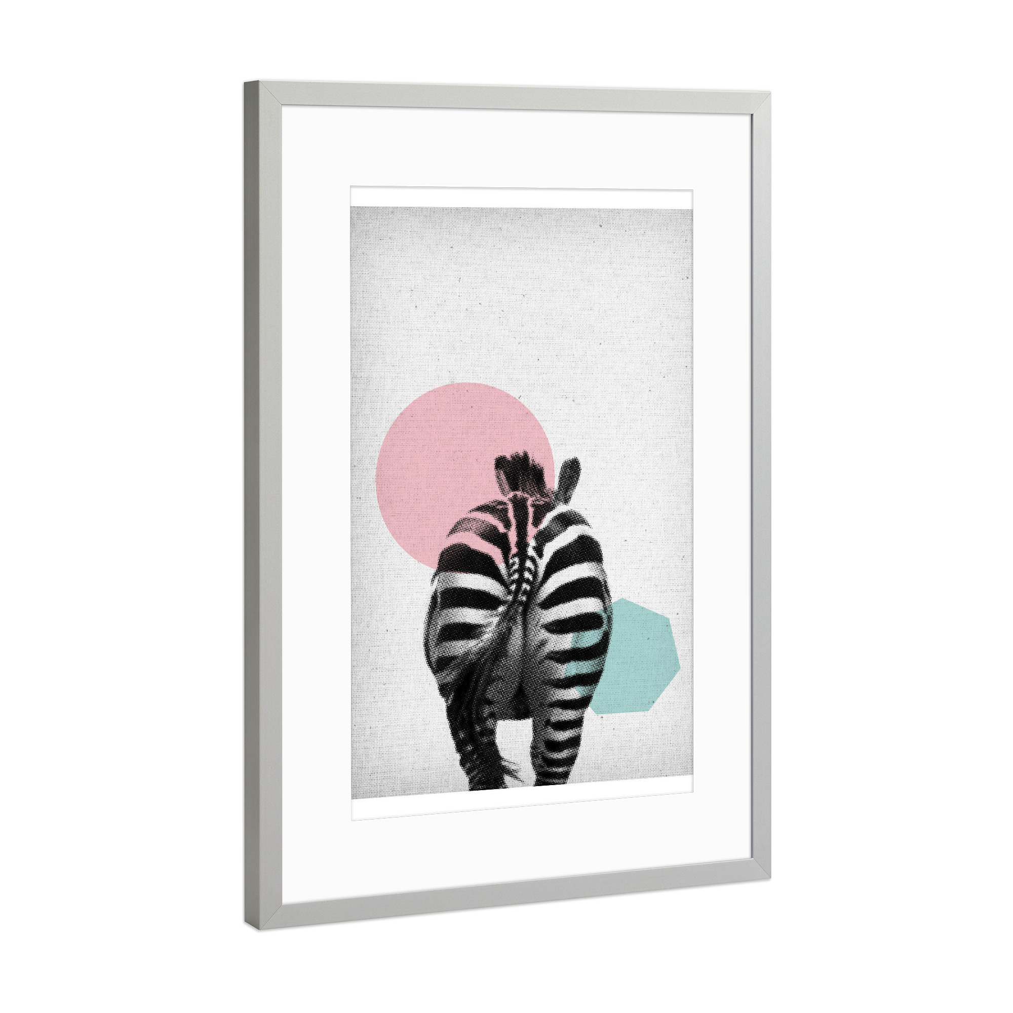 Poster mit Rahmen Silber "Zebra 01" artboxONE - Für Kinder,Tiere,Schwarzweiß,Festivals