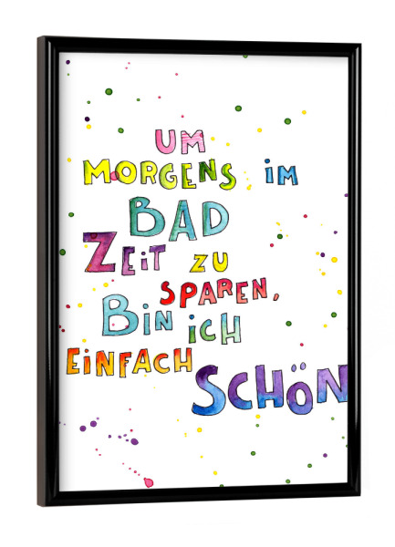 Poster mit schwarzem Rahmen "Zeit sparen" artboxONE - Typografie
