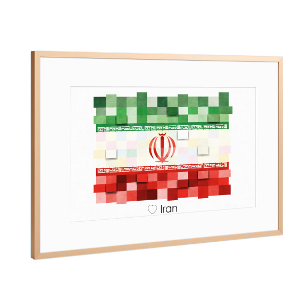 Poster mit Rahmen Kupfer "Iran Flag" artboxONE - Reise,Reise / Länder