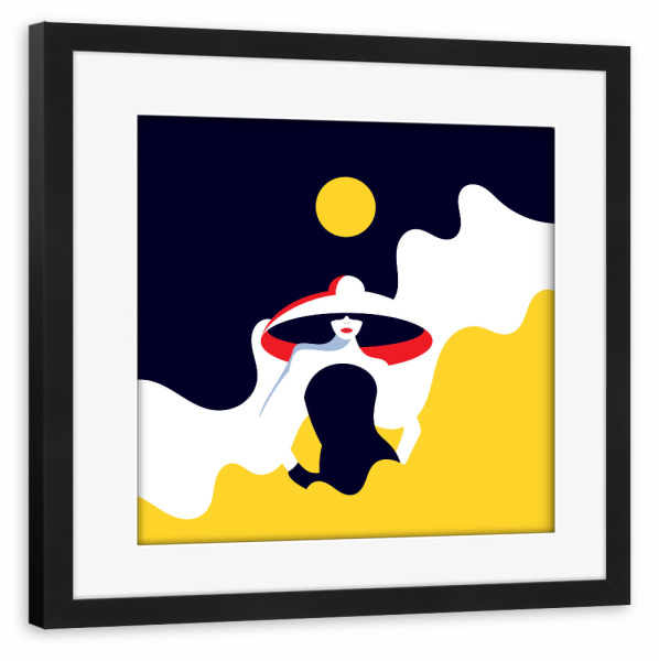 Poster mit Rahmen schwarz "Lady in Hat" artboxONE - Menschen,Fashion