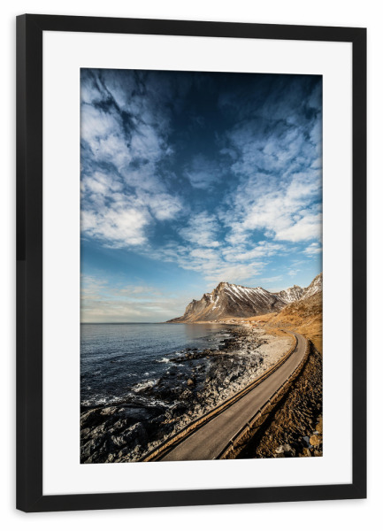 Poster mit Rahmen schwarz "Lofoten Road II" artboxONE - Natur,Reise,Reise / Strand und Meer