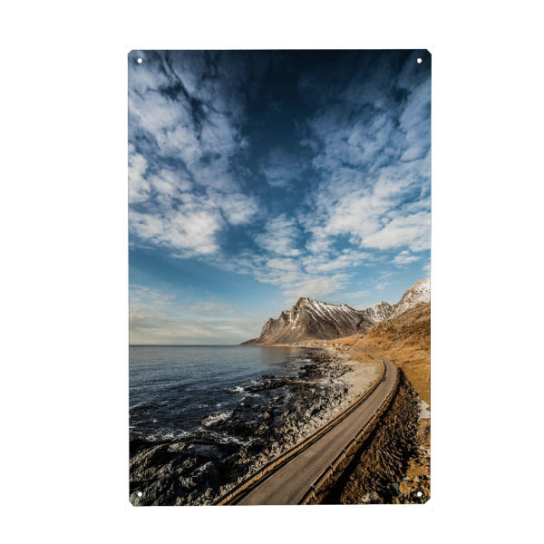 Metall Poster "Lofoten Road II" artboxONE - Natur,Reise,Reise / Strand und Meer