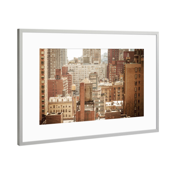 Poster mit Rahmen Silber "NEW YORK YORK CITY ROOFTOP" artboxONE - Städte,Städte / New York,Reise,Reise / Länder