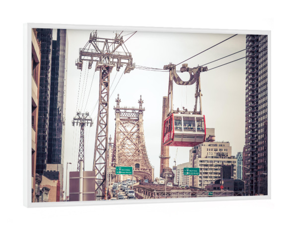Poster mit weißem Rahmen "ROOSEVELT ISLAND TRAMWAY, NYC 2" artboxONE - Städte,Städte / New York,Reise,Reise / Länder