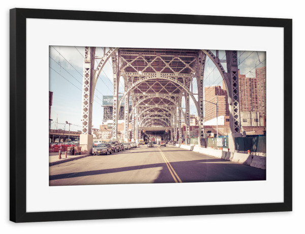 Poster mit Rahmen schwarz "RIVERSIDE BRIDGE, NYC" artboxONE - Städte,Städte / New York,Reise,Reise / Länder