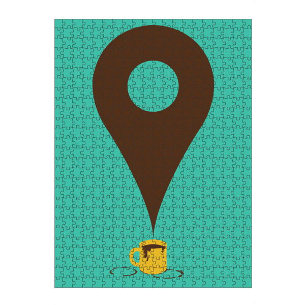 artboxONE Puzzle "I am here" artboxONE - Comic - Places,Pin,Google,Coffee,Mug,Coffee lover,Coffee adict,Cute,Tobias fonseca,Tobe fonseca