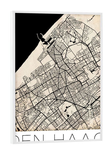 Poster mit weißem Rahmen "Retro Map of Den Haag Netherlands 2" artboxONE - Reise,Städte / Weitere - Retro,Map,Den haag,Netherlands