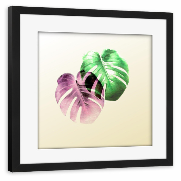 Poster mit Rahmen schwarz "Desert Queen" artboxONE - Natur,Floral - Pink,Sand,Monstera,Leaf,Green,Levels,Photoshop,Digital,Manipulation