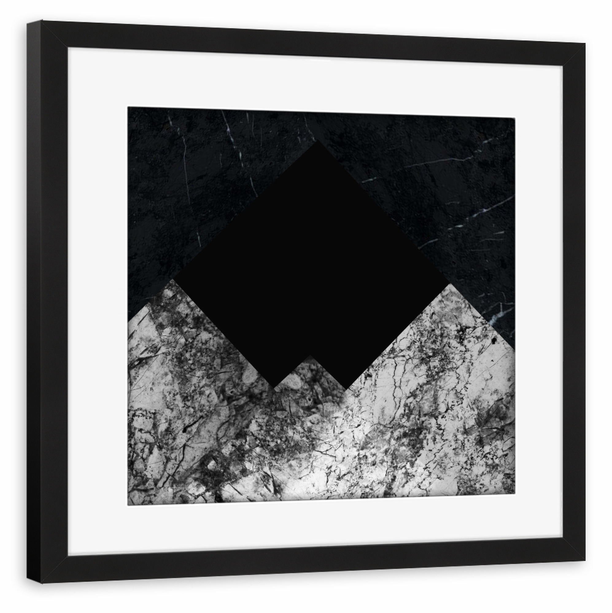 Poster mit Rahmen schwarz "Black&white marble" artboxONE - Schwarzweiß,Architektur,Geometrie