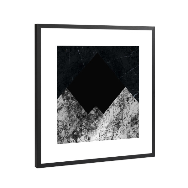 Poster mit Rahmen Schwarz (Metallic) "Black&white marble" artboxONE - Schwarzweiß,Architektur,Geometrie