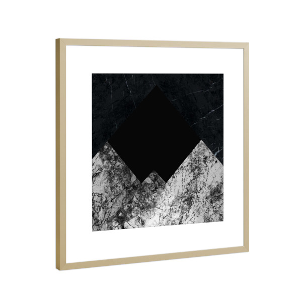 Poster mit Rahmen Gold "Black&white marble" artboxONE - Schwarzweiß,Architektur,Geometrie